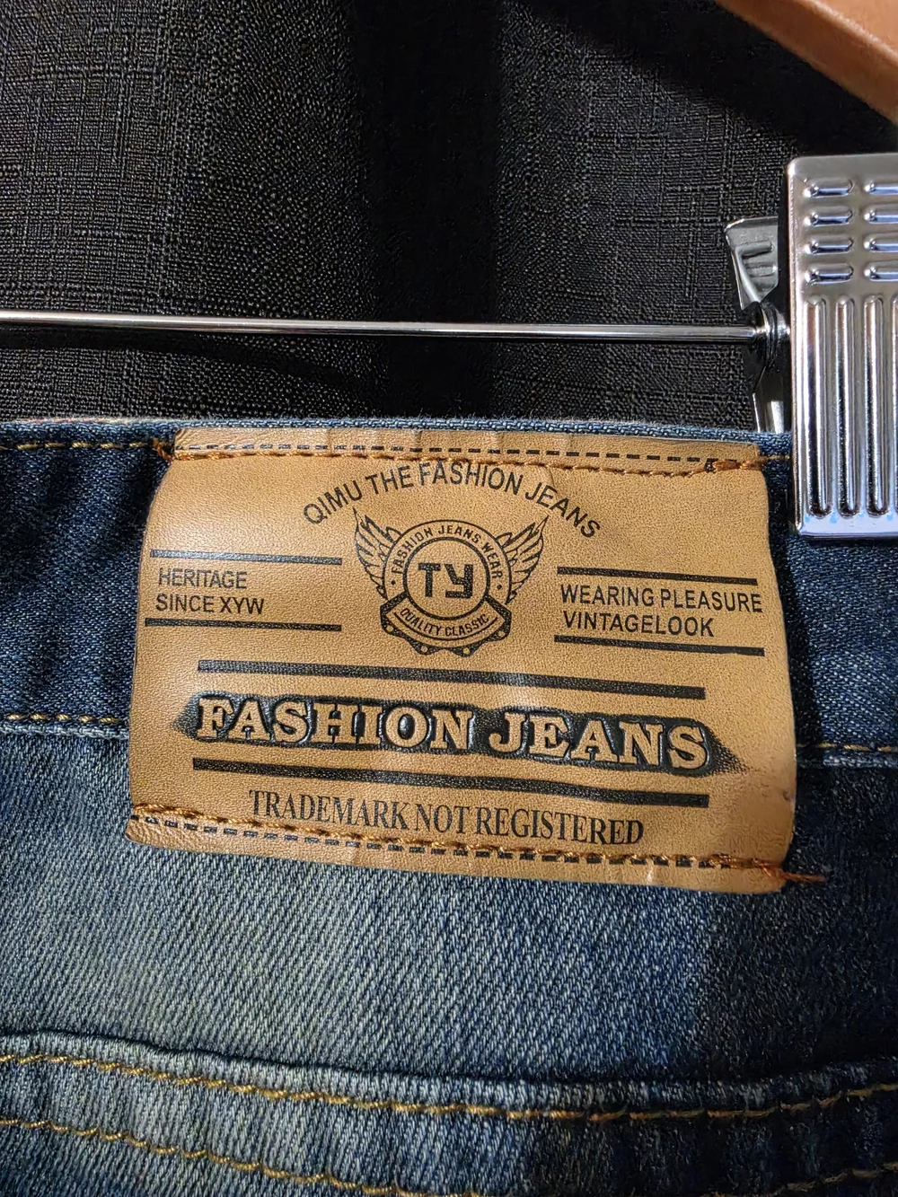 Men's VTG Fashion Jeans Straight Fit Distressed Dark Blue